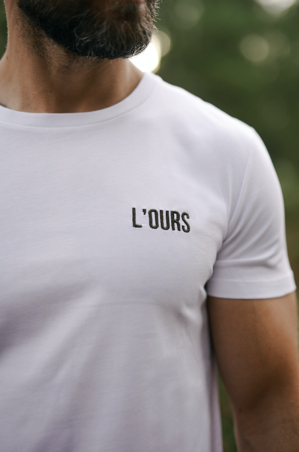 T-shirt Gustave Blanc • Broderie kaki