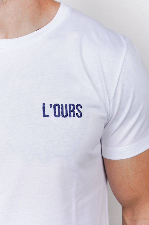 T-shirt Gustave Blanc - Broderie Bleue