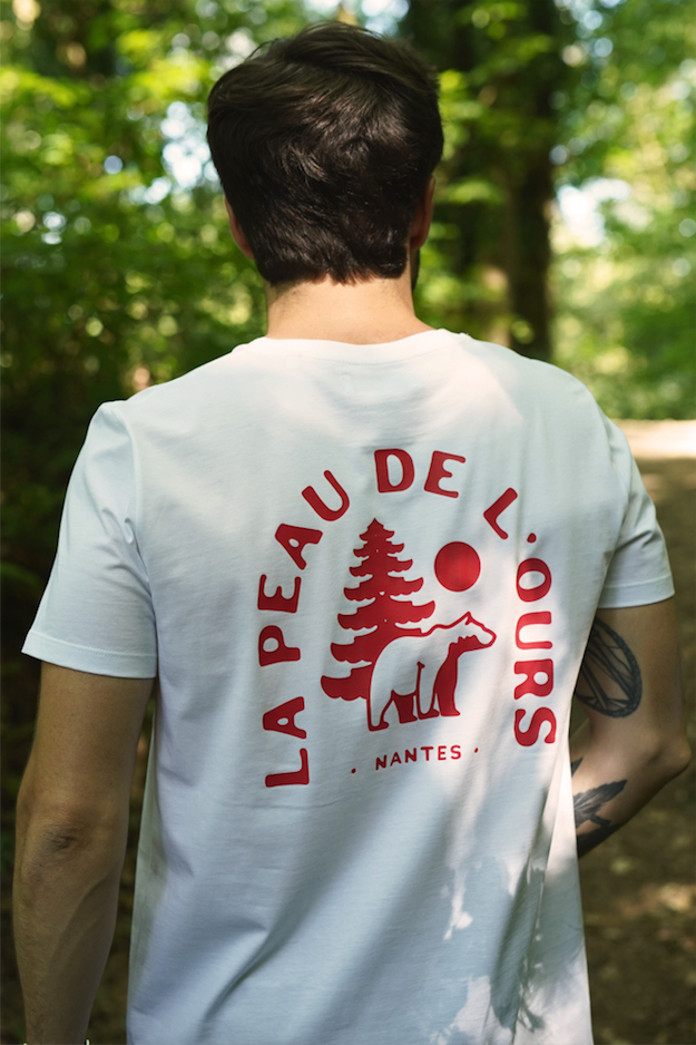 T-shirt Ours/Sapin Blanc • Broderie Rouge