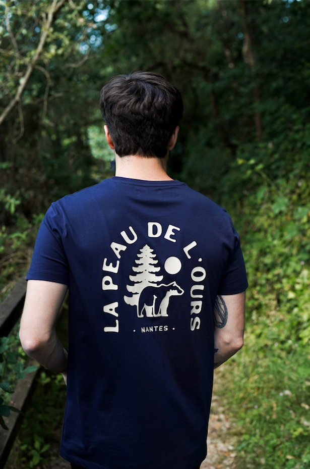T-shirt Ours/Sapin Bleu marine • Broderie crème